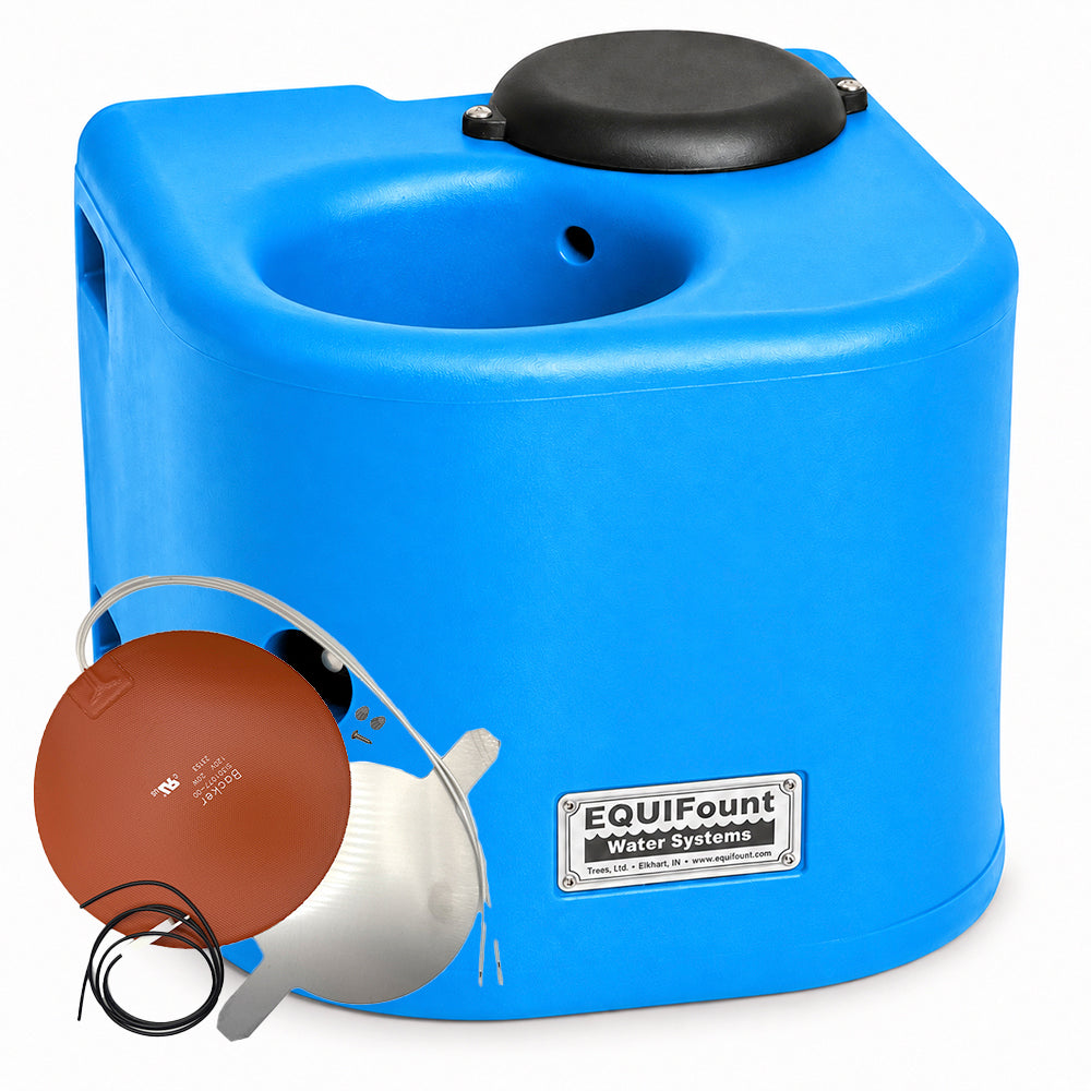 Miraco EquiFount 1200H heated flush mount single stall horse waterer in Blue