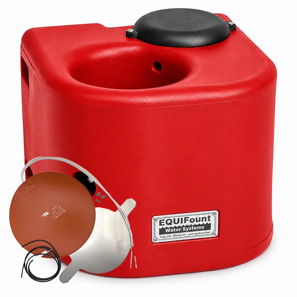 Miraco EquiFount 1200H heated flush mount single stall horse waterer in Red