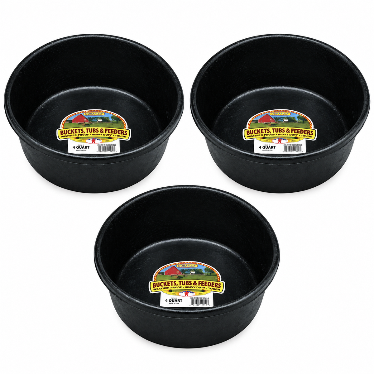 Little Giant DuraFlex 4 quart rubber feed pan, 3 pack