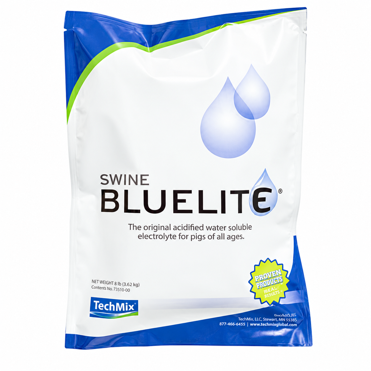 Tech Mix Bluelite Swine Formula electrolyte, 6 pound bag, part number 16453235