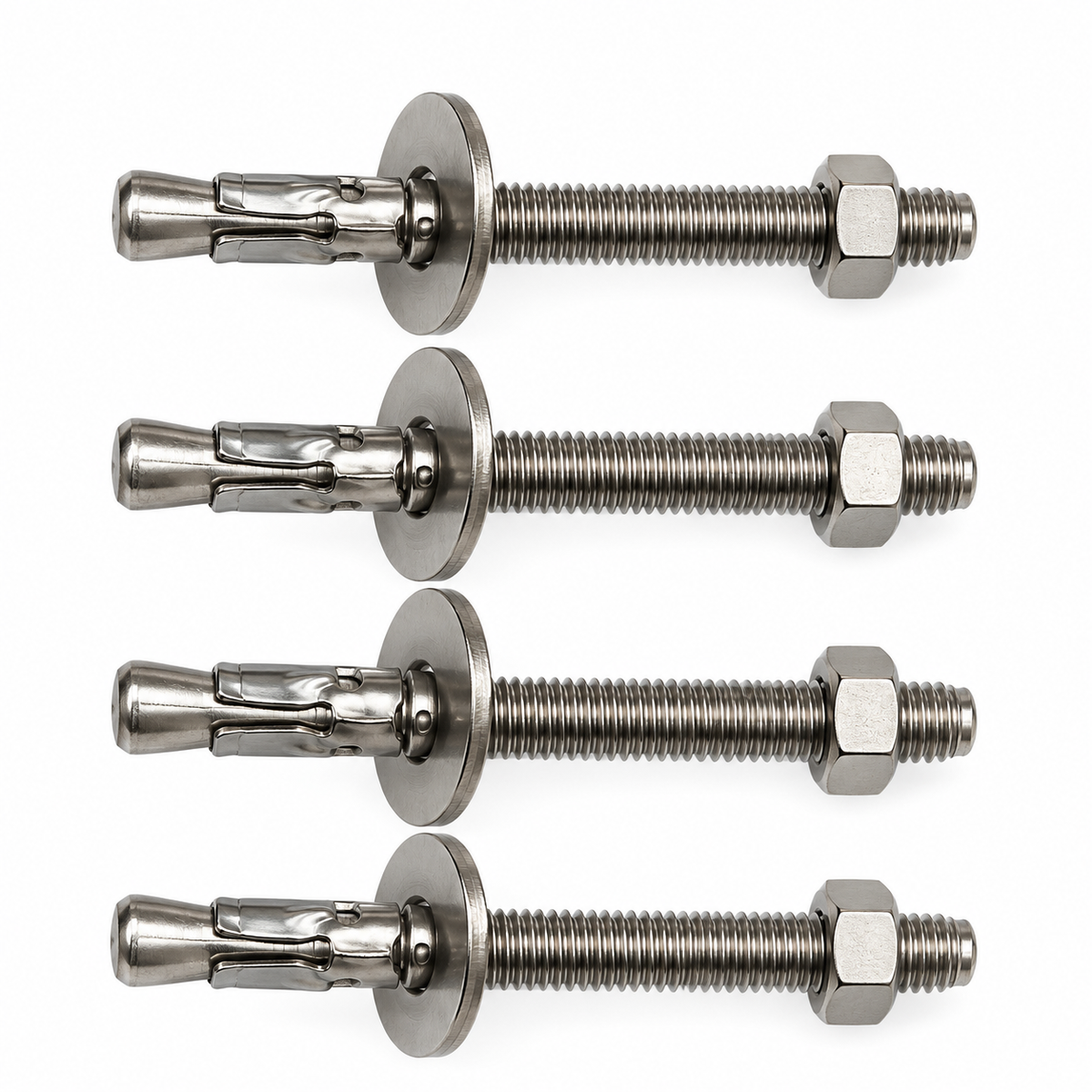 Miraco 4 pack of 3/8 by 3 3/4 inch stainless steel anchor bolts with washers and nuts, parts 344, 351 and 699, for anchoring an automatic waterer to a concrete pad