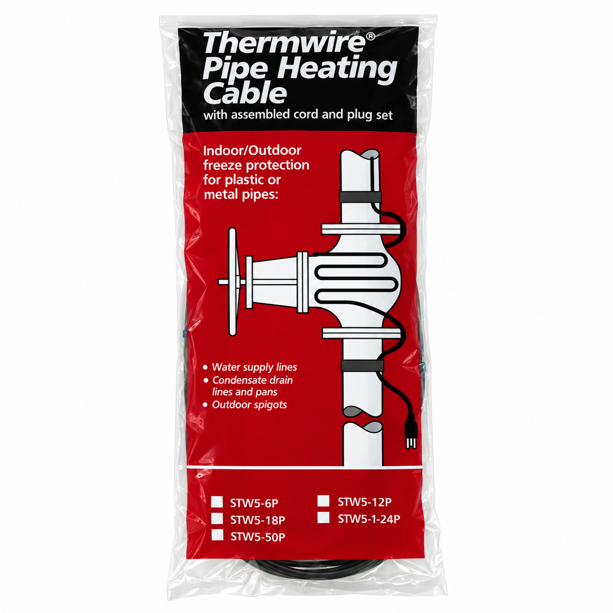 Chromalox STW51-6P-393369 Thermwire pipe heating cable with a 6 foot cord set