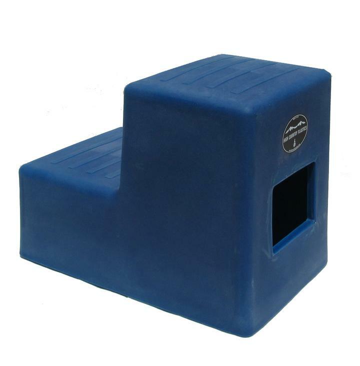 High Country Plastics MS-19 two step mounting block 19 inch in Blue for horse mounting and trailer access
