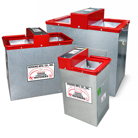 Hoskins automatic horse waterers, compact stainless steel tanks on insulated galvanized frames