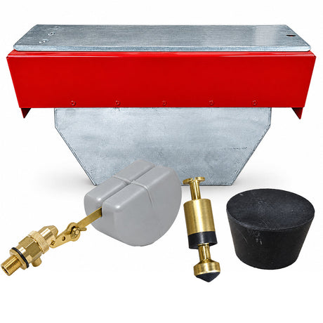 Hoskins waterer repair parts, brass Bob valve with float, plunger and black rubber stopper