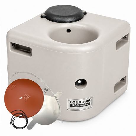 Miraco EquiFount 1100H heated corner mount single stall horse waterer in Beige