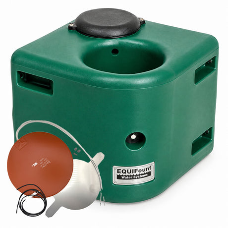 Miraco EquiFount 1100H heated corner mount single stall horse waterer in Green