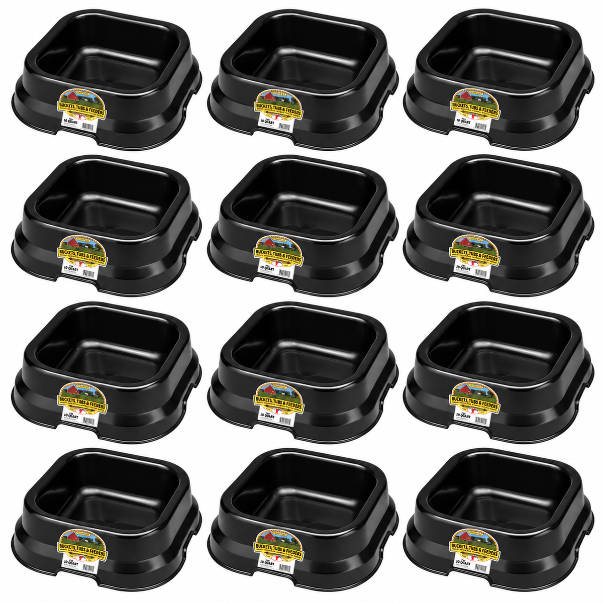 Little Giant 10 quart black DuraFlex plastic feed pan, case of 12