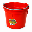 Miller MFG red flat back plastic bucket, 20 quart, with heavy duty wire bail handle