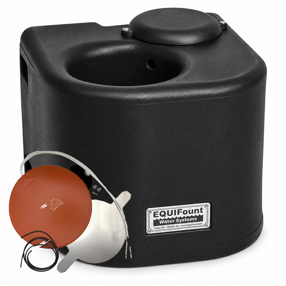 Miraco EquiFount 1200H heated flush mount single stall horse waterer in Black