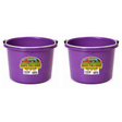 Little Giant 8 quart round plastic buckets in purple, 2 pack