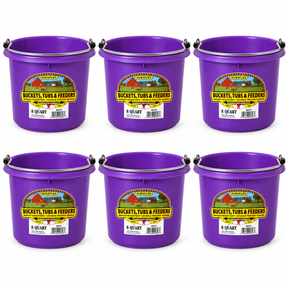 Little Giant 8 quart round plastic buckets in purple, 6 pack