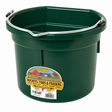 Miller MFG green flat back plastic bucket, 8 quart, with heavy duty wire bail handle