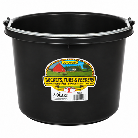Little Giant 8 quart round plastic bucket in black, item 12741874