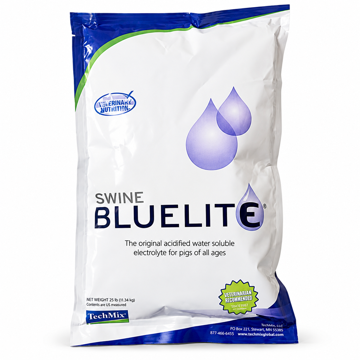 Tech Mix Bluelite Swine Formula electrolyte, 2 pound bag, part number 15055884