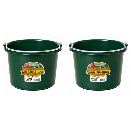 Little Giant 8 quart round plastic buckets in green, 2 pack