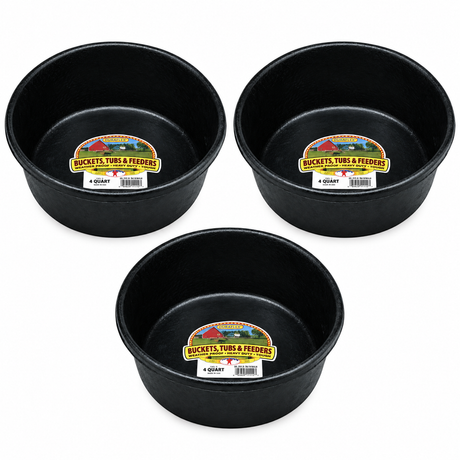 Little Giant DuraFlex 4 quart rubber feed pan, 3 pack