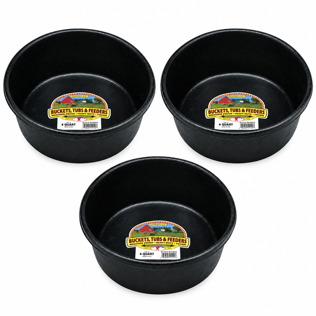 Little Giant DuraFlex 4 quart rubber feed pan, 3 pack
