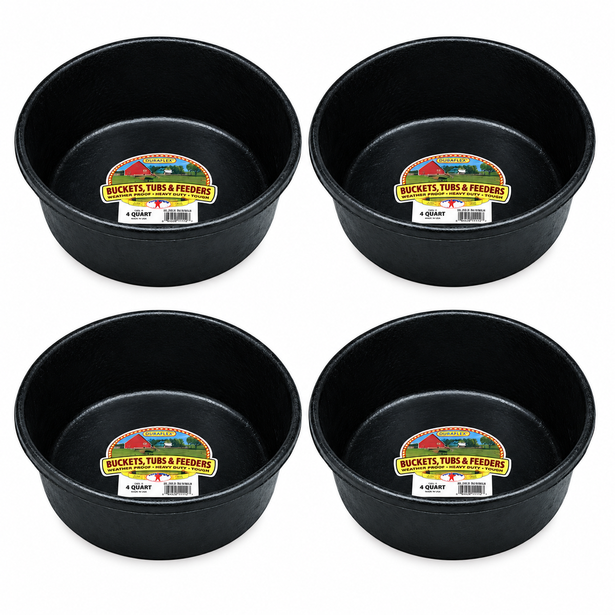 Little Giant DuraFlex 4 quart rubber feed pan, 4 pack