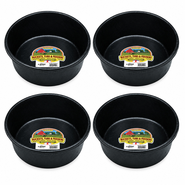 Little Giant DuraFlex 4 quart rubber feed pan, 4 pack