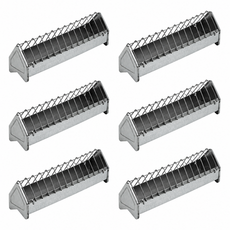 Little Giant 21291272 galvanized poultry trough feeder with grate, case of 6