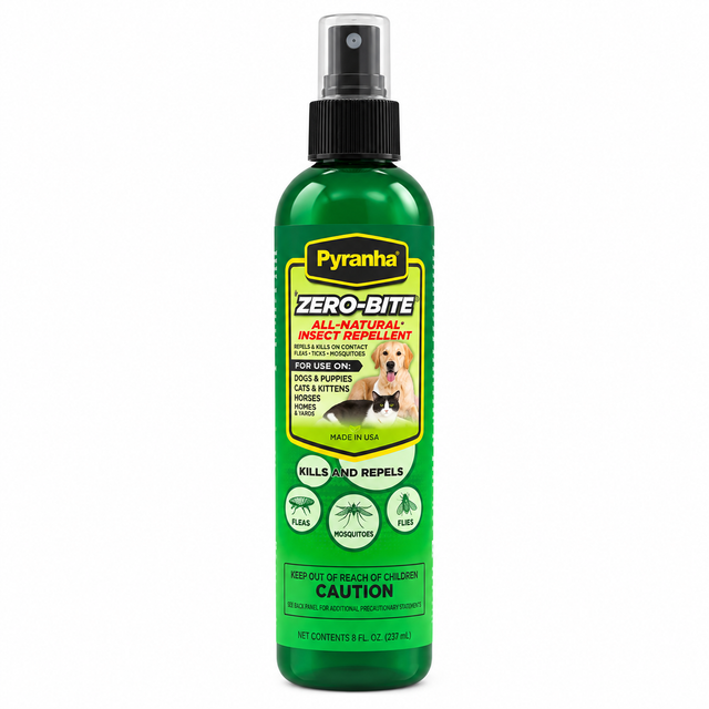 Pyranha Zero-Bite natural flea and tick spray, 8 ounce bottle, part 15897863