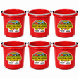 Little Giant 8 quart round plastic buckets in red, 6 pack