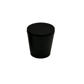 Black rubber stopper on a white background