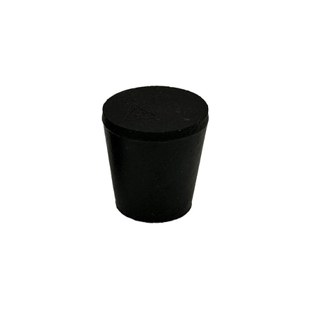 Black rubber stopper on a white background