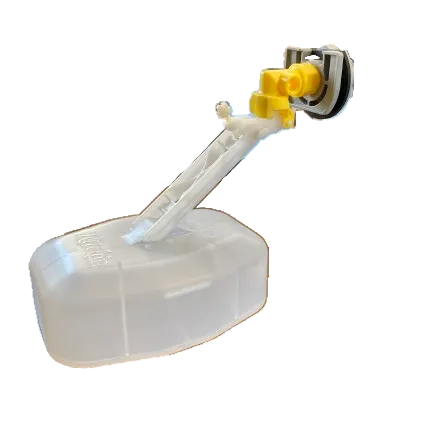 High pressure valve assembly, primarily white and yellow in color, designed for use with Ritchie and Watermaster models.