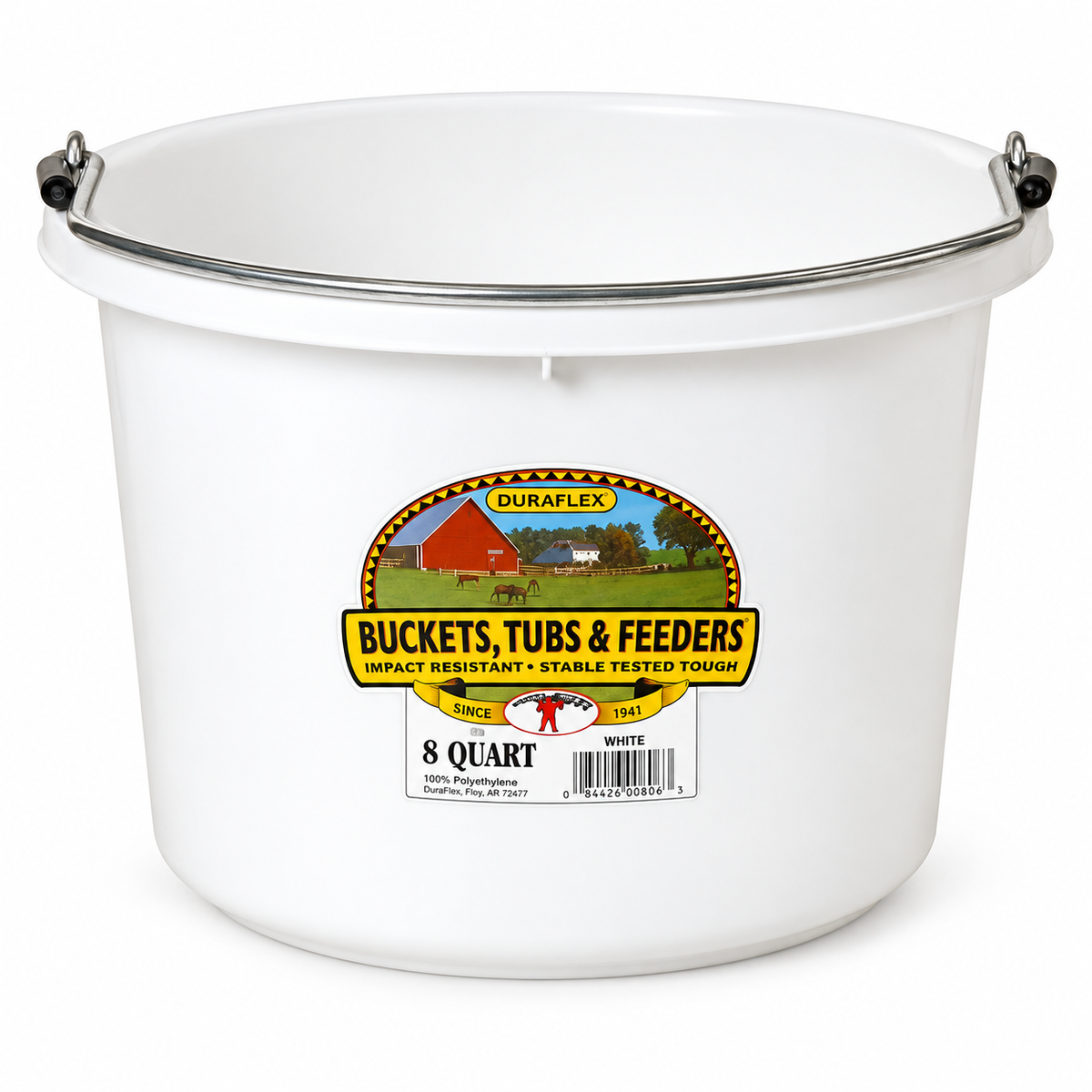 Little Giant 8 quart round plastic bucket in white, item 19540120