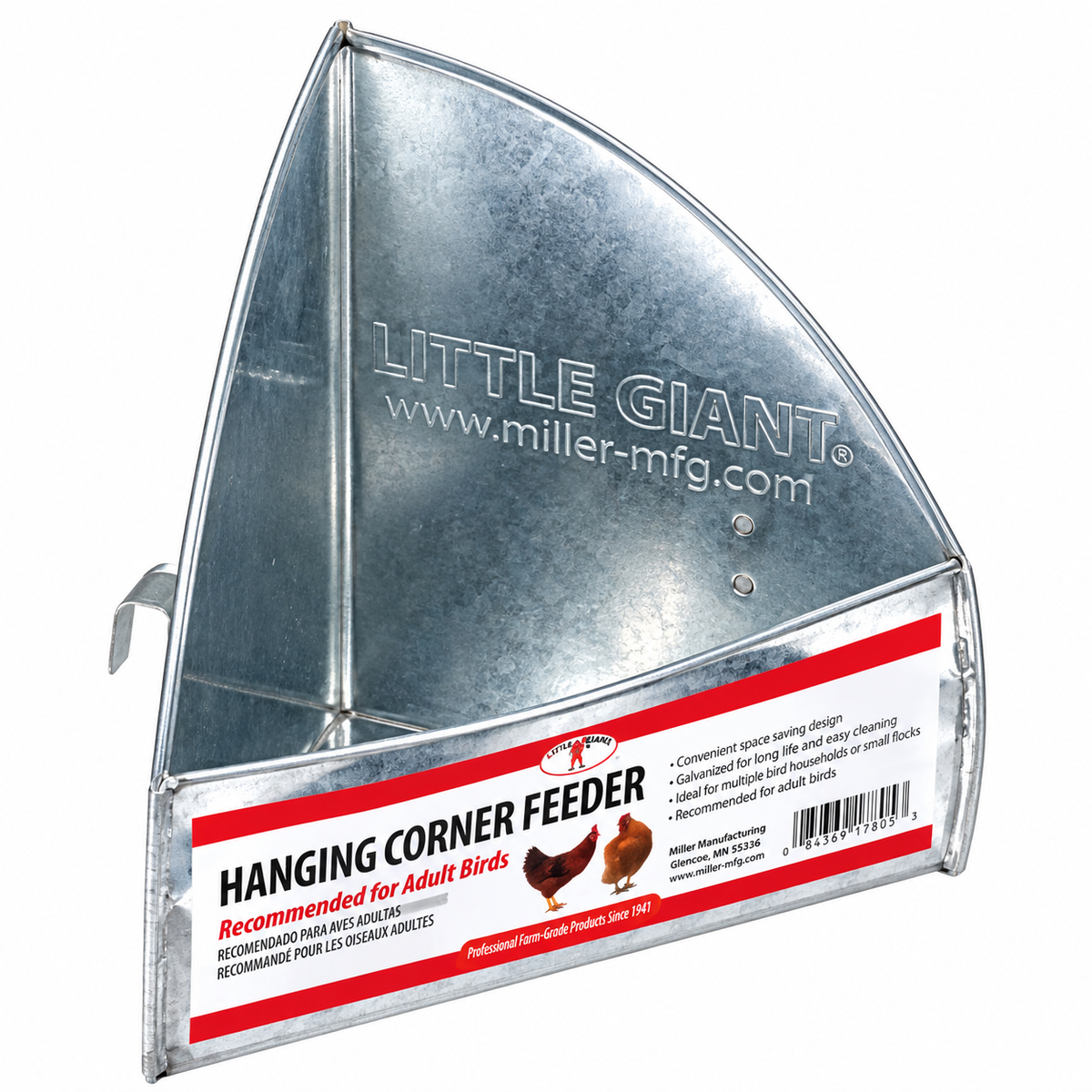 Miller MFG Galvanized Hanging Corner Poultry Feeder, part 21251439