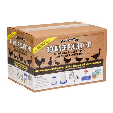 Miller Double-Tuf Beginner Poultry Kit DTBPKIT, brooder reflector lamp, red heat bulb, chick feeder, ground feeder, chick waterer and poultry guide