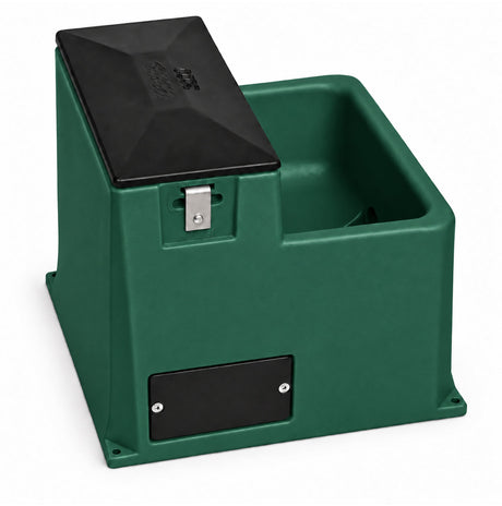 Miraco LilSpring 3000 automatic waterer in green, energy free waterer for small animals with black valve compartment lid