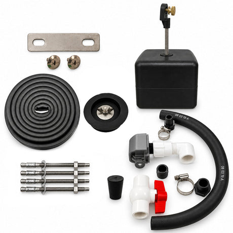 Miraco LilSpring 3200 parts bag 105 contents laid out, the replacement parts kit for the 3200 livestock waterer