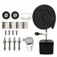 Miraco 3410 parts bag 728 contents laid out, valve assembly, float assembly, outer fill assembly, bottom gasket, drain plug and anchor hardware for the two trough hog waterer