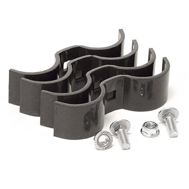 Behlen painted butterfly clamps in grey for 2 inch corral panel tubing, two pair with bolts, part 44900067
