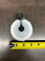 High Country Plastics white replacement cap ZC-100638-N shown with a tape measure for sizing