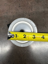High Country Plastics white replacement cap ZC-100638-N shown with a tape measure for sizing