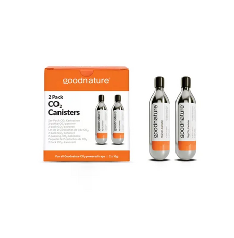 Goodnature CO2 canisters twin pack, part GNS-CON-004, for A24 and A18 automatic rat and mouse traps