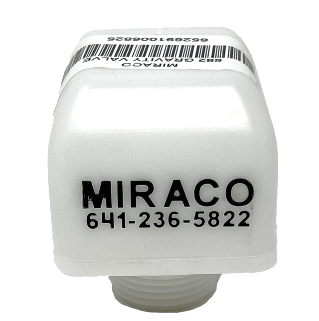 Miraco 682 gravity flow valve for low pressure, white Miraco housing