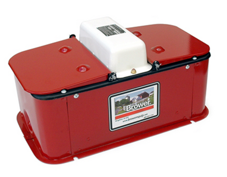 Brower MC32E heated steel automatic swine waterer, red insulated drinker for hogs