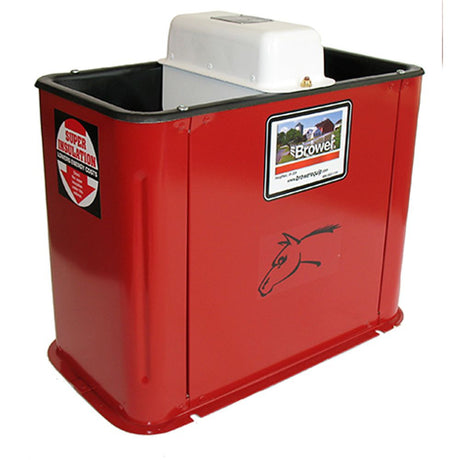 Brower MK32HE heated double trough waterer, red metal insulated waterer for horses, calves, and cattle
