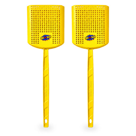 Swat-N-Scoop yellow fly swatters with built-in bug scoop, 2 pack
