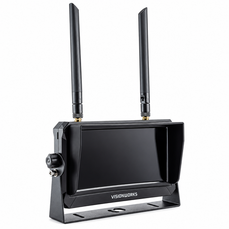 Visionworks VWIC714-HDWL 7 inch touchscreen monitor with antenna, front view