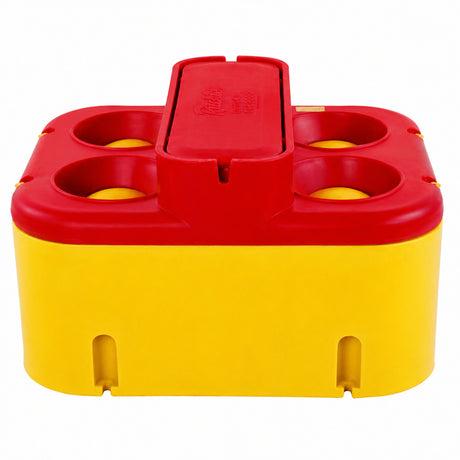 Ritchie Thrifty King CT4-2000 energy free waterer part 16430 with red lids, top view