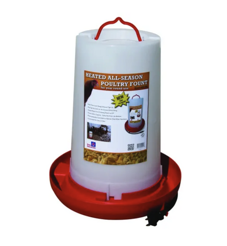 Farm Innovators HPF-100 heated poultry fountain, 3 gallon hanging heated waterer for chickens, part 19851269