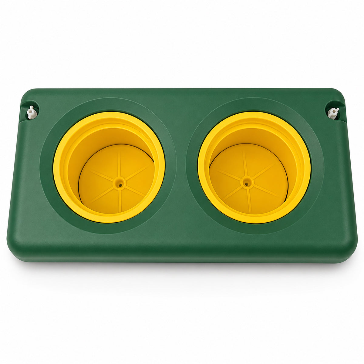 Top view of the Ritchie EcoFount 2 green waterer 18510 showing both drink bowls