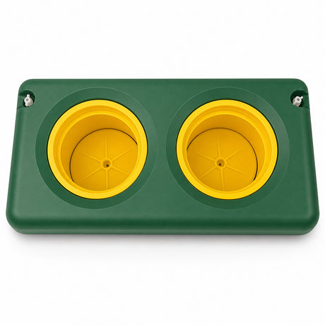 Top view of the Ritchie EcoFount 2 green waterer 18510 showing both drink bowls
