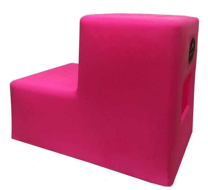 High Country Plastics MS-19 two step mounting block in pink, 19 inch poly mounting step for horses